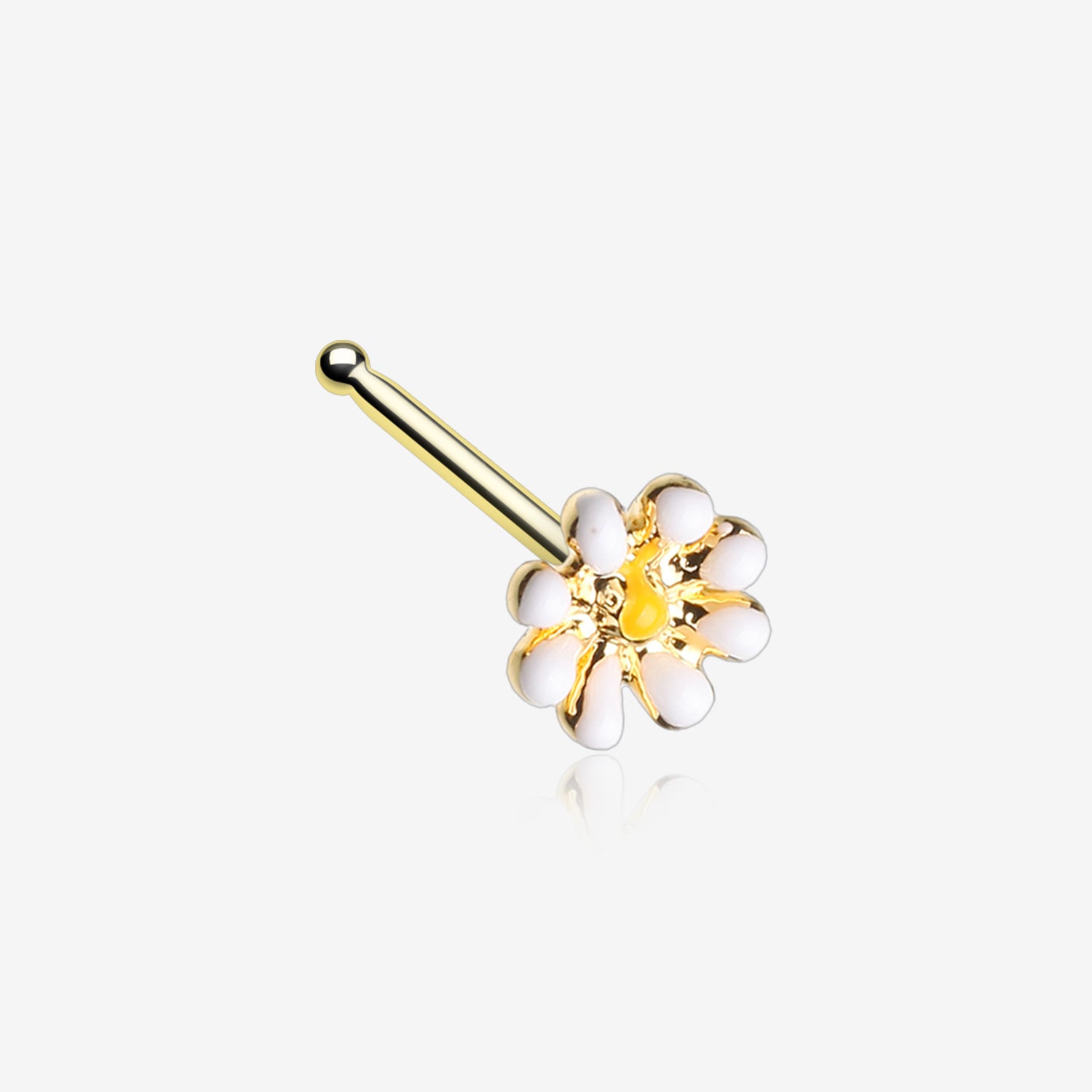 Golden Dainty Adorable Daisy Nose Stud Ring-White/Yellow