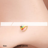 Detail View 2 of Golden Rainbow Pride Heart L-Shaped Nose Ring