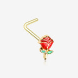 Golden Vintage Enchanted Stem of Rose L-Shaped Nose Ring