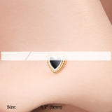 Detail View 2 of Golden Valentine Lacey Heart Nose Stud Ring-Black