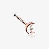 Rose Gold Mystic Crescent Moon Face Nose Stud Ring