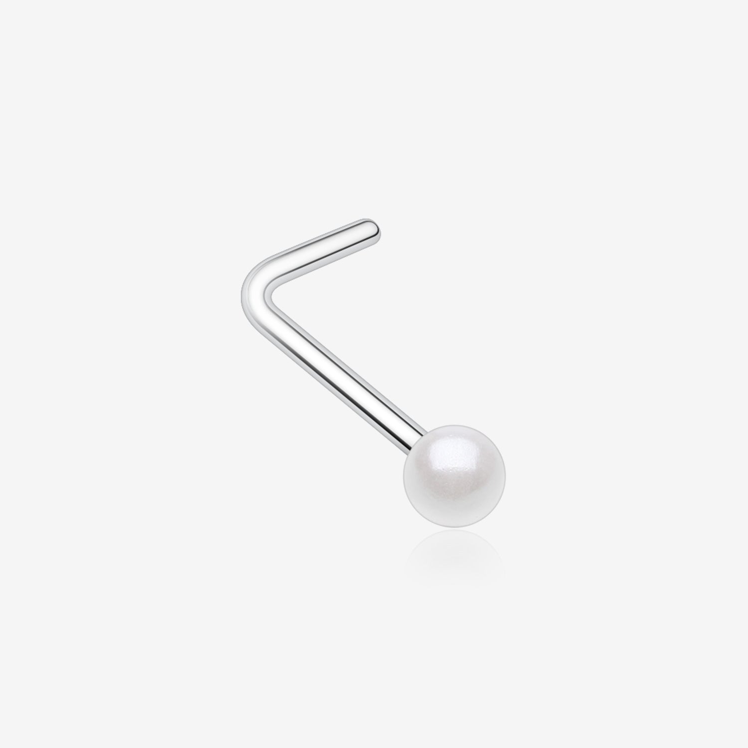 14 Karat White Gold Triangle Plate Top L-Shaped Nose Ring