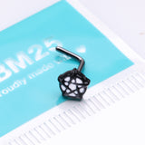 Detail View 2 of Blackline Petagram Star Gothic L-Shaped Nose Ring-Black/White