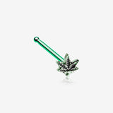 Vintage Cannabis Leaf Nose Stud Ring-Green