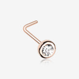 Rose Gold Sparkle Bezel Gem L-Shaped Nose Ring