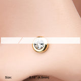 Detail View 2 of Golden Sparkle Bezel Gem L-Shaped Nose Ring-Clear Gem