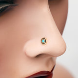 Detail View 1 of Golden Tribal Circle Turquoise Nose Stud Ring-Turquoise