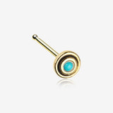 Golden Tribal Circle Turquoise Nose Stud Ring-Turquoise