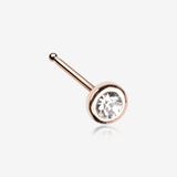 Rose Gold Sparkle Bezel Gem Nose Stud Ring