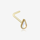 Golden Iridescent Revo Teardrop Sparkle L-Shaped Nose Ring