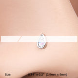 Detail View 2 of Opalescent Teardrop Sparkle Nose Stud Ring-White