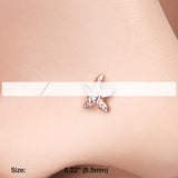 Detail View 2 of Rose Gold Starfish Sparkle Nose Stud Ring-Clear Gem