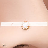 Detail View 2 of Golden Opalescent Sparkle Circle L-Shaped Nose Ring-White