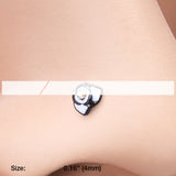 Detail View 2 of Blackline White Rose Blossom Sparkle L-Shaped Nose Ring-Black/Aurora Borealis