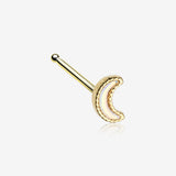 Golden Iridescent Revo Crescent Moon Sparkle Nose Stud Ring