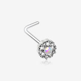 Zen Flower Iridescent Revo Sparkle L-Shaped Nose Ring
