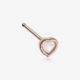 Rose Gold Opalescent Sparkle Heart Nose Stud Ring
