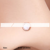Detail View 2 of Rose Gold Opalescent Sparkle Circle Nose Stud Ring-White