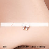 Detail View 2 of Rose Gold Dainty Bow-Tie Sparkle Nose Stud Ring-Clear Gem