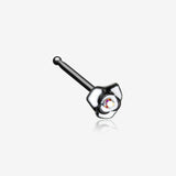 Blackline White Rose Blossom Sparkle Nose Stud Ring