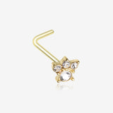 Golden Royal Majestic Sparkle L-Shaped Nose Ring