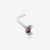 Celtic Crescent Moon Sparkle L-Shaped Nose Ring