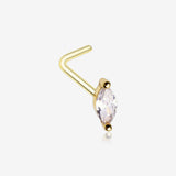 Golden Marquise Sparkle Gem Nose Stud Ring-Clear Gem