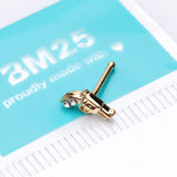 Detail View 2 of Golden Sparkle Pistol Gun Nose Stud Ring-Clear Gem