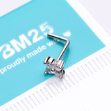 Detail View 2 of Blooming Sparkle Flower Multi-Gem L-Shaped Nose Ring-Clear Gem