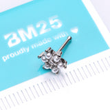 Detail View 2 of Pearlescent Spring Flower Sparkle Nose Stud Ring-Clear Gem/White