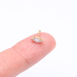 Detail View 2 of Golden Marquise Sparkle Gem Nose Stud Ring-Clear Gem