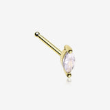 Golden Marquise Sparkle Gem Nose Stud Ring-Clear Gem