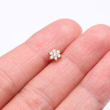 Detail View 2 of Golden Brilliant Sparkle Spring Flower Multi-Gem Nose Stud Ring-Clear Gem