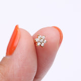 Detail View 3 of Golden Brilliant Sparkle Spring Flower Multi-Gem Nose Stud Ring-Clear Gem