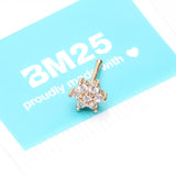 Detail View 4 of Golden Brilliant Sparkle Spring Flower Multi-Gem Nose Stud Ring-Clear Gem