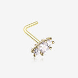 Golden Triple Tiered Sparkle Multi-Gem L-Shaped Nose Ring