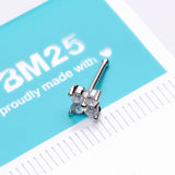 Detail View 2 of Blooming Sparkle Flower Multi-Gem Nose Stud Ring-Clear Gem