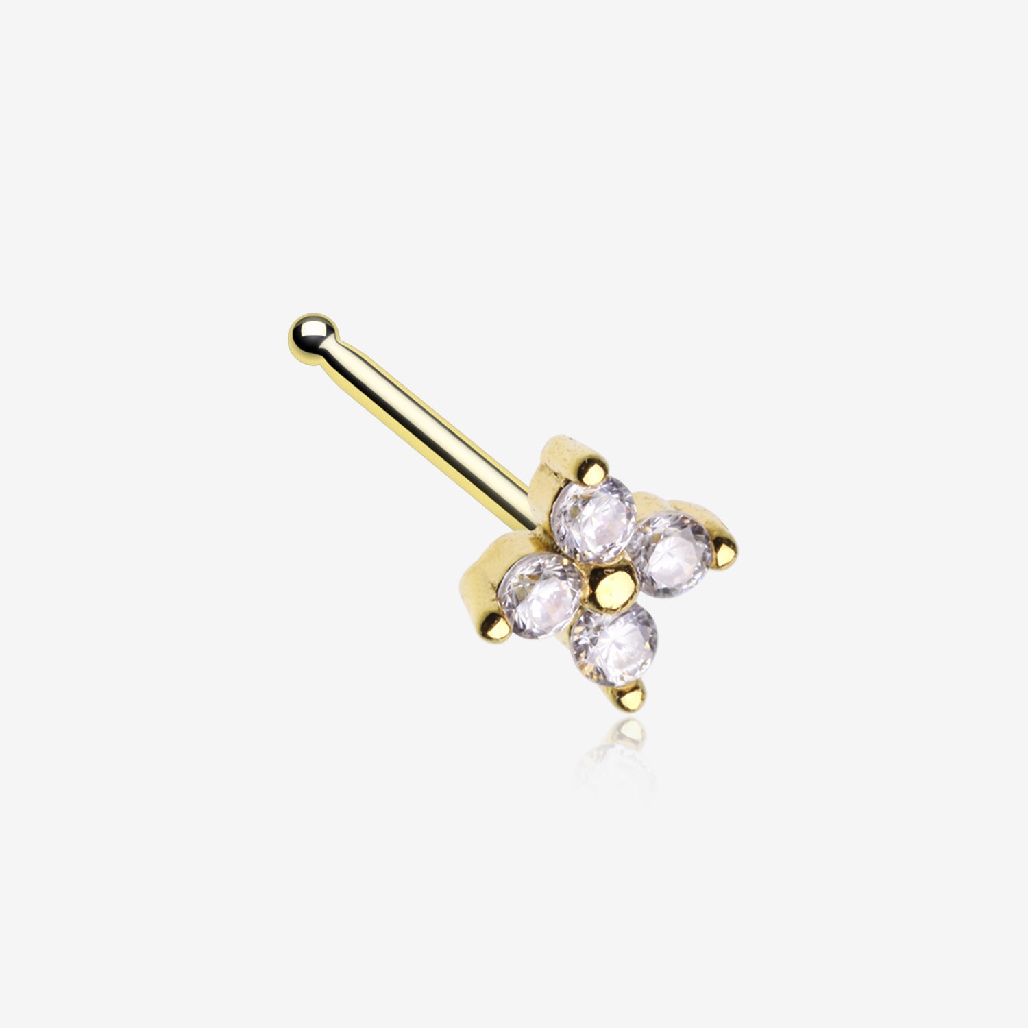 Golden Blooming Sparkle Flower Multi-Gem Nose Stud Ring