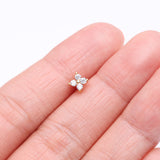 Detail View 3 of Golden Blooming Sparkle Flower Multi-Gem Nose Stud Ring-Clear Gem