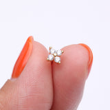Detail View 2 of Golden Blooming Sparkle Flower Multi-Gem Nose Stud Ring-Clear Gem