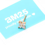 Detail View 4 of Golden Blooming Sparkle Flower Multi-Gem Nose Stud Ring-Clear Gem
