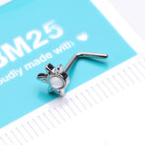 Detail View 2 of Opalescent Sparkle Starburst L-Shaped Nose Ring-White