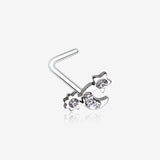Adorable Celestial Sun Moon Star Sparkle L-Shaped Nose Ring-Clear Gem