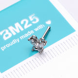 Detail View 2 of Dainty Butterfly Sparkle Multi-Gem Nose Stud Ring-Clear Gem