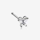 Dainty Butterfly Sparkle Multi-Gem Nose Stud Ring-Clear Gem