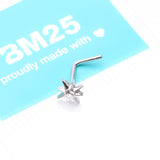 Detail View 4 of Polaris Sparkle North Star L-Shaped Nose Ring-Clear Gem