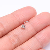 Detail View 2 of Polaris Sparkle North Star L-Shaped Nose Ring-Clear Gem