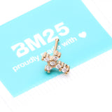 Detail View 4 of Golden Brilliant Sparkle Cross Multi-Gem Nose Stud Ring-Clear Gem