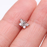 Detail View 3 of Opalescent Butterfly Sparkle L-Shaped Nose Ring-Clear Gem/White