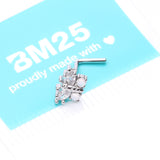 Detail View 4 of Opalescent Butterfly Sparkle L-Shaped Nose Ring-Clear Gem/White